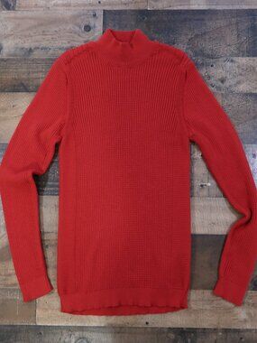 LCR Black Edition Mens Large Red Long Sleeve Waffle Knit Mock Neck Shirt
